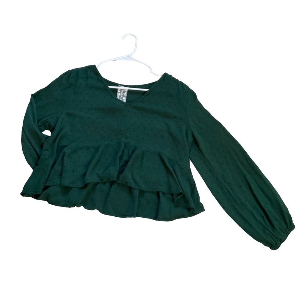 Sadie & Sage Long Sleeve Women's Dark Green Flowy Blouse
